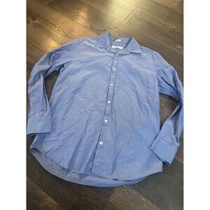 Calvin Klein Men's Blue Textured Button Down Dress Shirt Size M